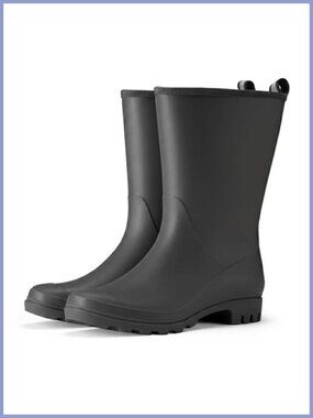 HISEA Wide Calf Rubber Rain Boots Mid-Calf Pull-On Waterproof